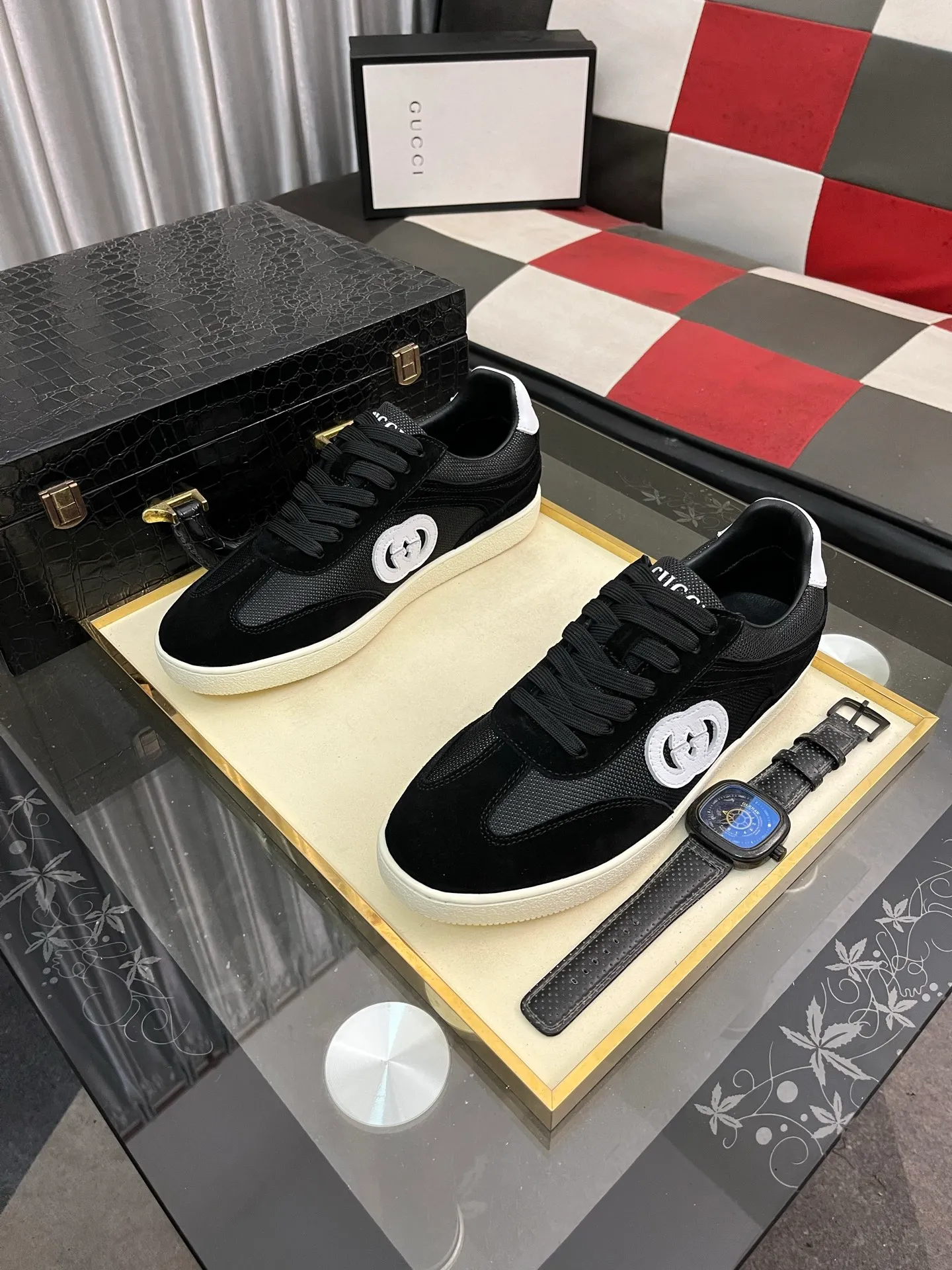 Men's shoes 💰400⌚️⌚️《GUCCI》The latest hot-selling casual shoes, top brand [seduce] luxury~purchase, top~quality. Products sold at the counter [strong] Original embossed calfskin fabric ➕ Comfortable sheepskin lining, code number: 38-443️⃣colors available